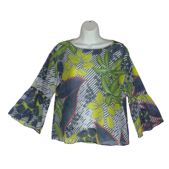 Luisa Cerano Multicolour Tropical Breezy Lightweight Silk Blend Top Size 6 - Picture 6 of 13